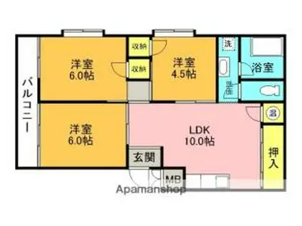 アテイン高槻石津A棟(3LDK/2階)の間取り写真