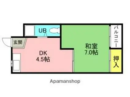 リバーサイドマンション(1DK/5階)の間取り写真