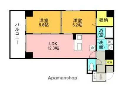 山崎マンション16高槻芥川(2LDK/5階)の間取り写真