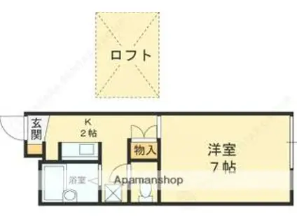 JR片町線(学研都市線) 星田駅 徒歩14分 2階建 築26年(1K/1階)の間取り写真