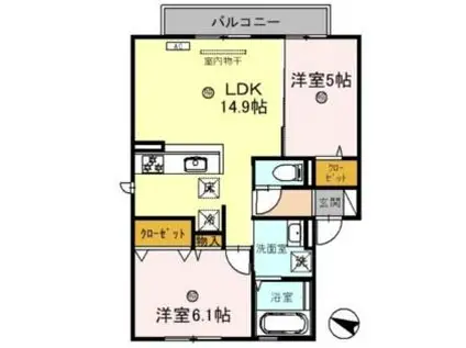 京阪本線 牧野駅 徒歩8分 2階建 新築(2LDK/1階)の間取り写真