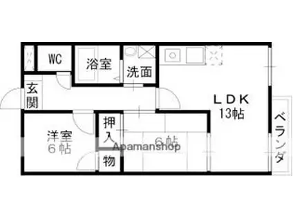 JR東海道・山陽本線 高槻駅 バス乗車時間：10分 浦堂バス停で下車 徒歩3分 2階建 築31年(2LDK/2階)の間取り写真