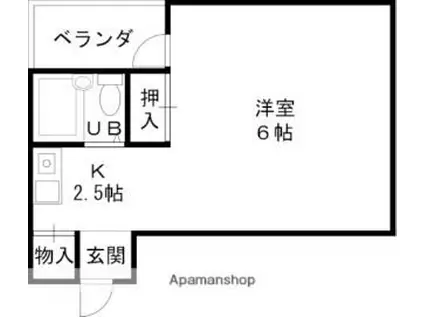アップルハイツ富田(1K/1階)の間取り写真