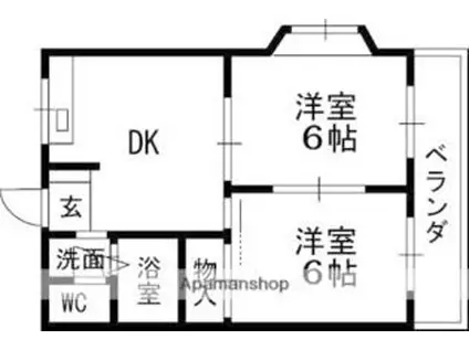 サンワロイヤルマンション(2DK/2階)の間取り写真