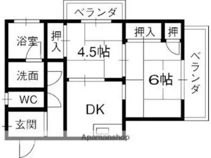 トナミマンション(2K/3階)の間取り写真