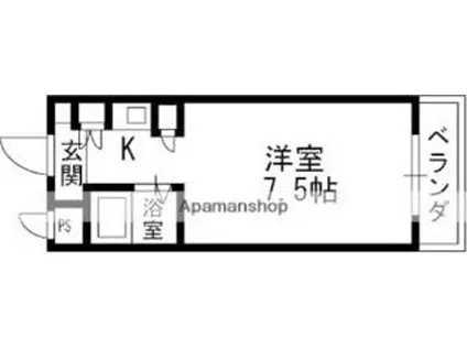 京阪本線 寝屋川市駅 徒歩11分 4階建 築34年(ワンルーム/4階)の間取り写真