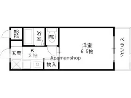 JR片町線(学研都市線) 藤阪駅 徒歩12分 4階建 築28年(1K/3階)の間取り写真