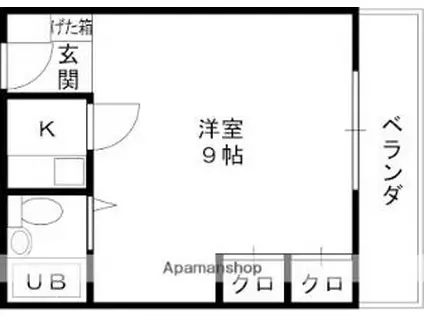 京阪本線 御殿山駅 徒歩9分 2階建 築31年(1K/2階)の間取り写真