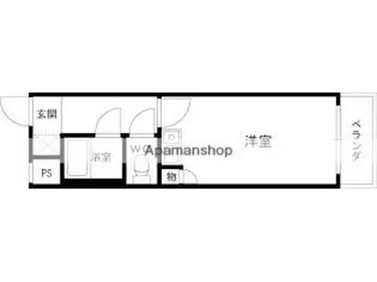JR片町線(学研都市線) 津田駅 徒歩4分 3階建 築28年(1K/2階)の間取り写真