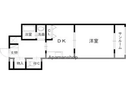 京阪交野線 村野駅 徒歩1分 2階建 築50年(1DK/2階)の間取り写真
