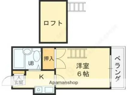 瓢箪山第7マンション(1K/1階)の間取り写真