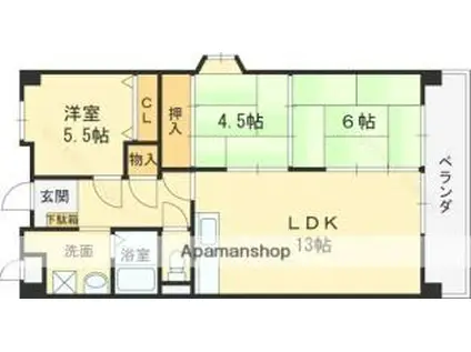 アクアヴェルディS・Y(3LDK/2階)の間取り写真