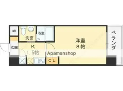 大阪メトロ中央線 長田駅(大阪) 徒歩7分 11階建 築16年(1K/10階)の間取り写真