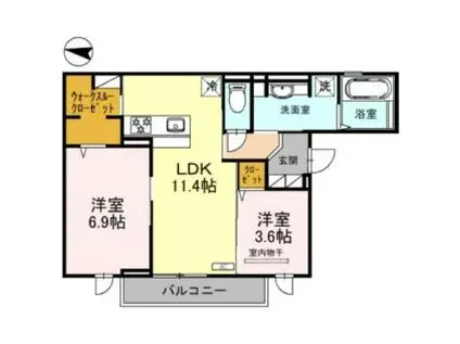 近鉄奈良線 河内永和駅 徒歩13分 3階建 新築(2LDK/2階)の間取り写真