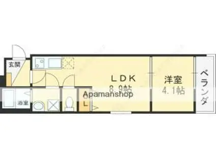近鉄奈良線 若江岩田駅 徒歩5分 3階建 築1年(1LDK/2階)の間取り写真