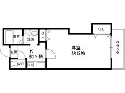 近鉄奈良線 若江岩田駅 徒歩6分 3階建 築19年(1K/1階)の間取り写真