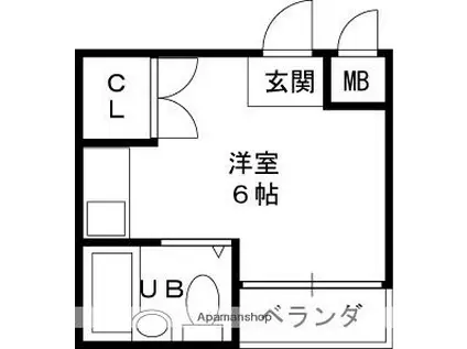 ダイヤコーポ(ワンルーム/1階)の間取り写真