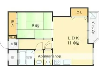 くさかマンション(1LDK/2階)の間取り写真