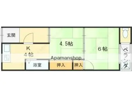 JR片町線(学研都市線) 徳庵駅 徒歩10分 2階建 築50年(2K/2階)の間取り写真