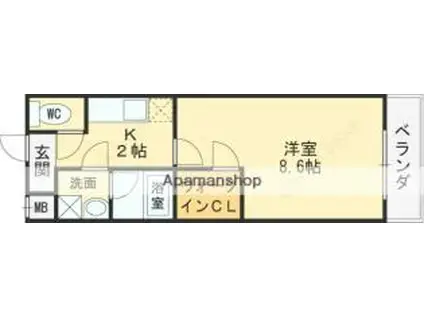 リバーサイド金岡七番館(1K/1階)の間取り写真