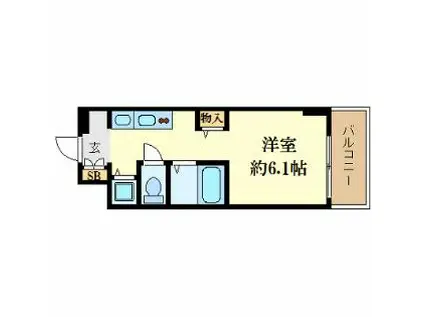 大阪メトロ中央線 森ノ宮駅 徒歩2分 10階建 築15年(ワンルーム/6階)の間取り写真