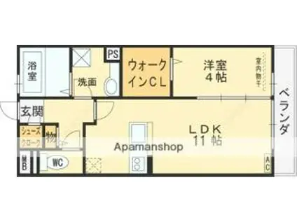 近鉄南大阪線 河内松原駅 徒歩3分 3階建 築11年(1LDK/1階)の間取り写真