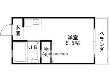 JR関西本線 八尾駅 徒歩18分 5階建 築35年(ワンルーム/5階)の間取り写真