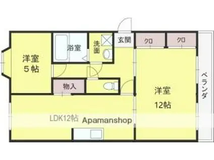 峰塚マンション(2LDK/4階)の間取り写真