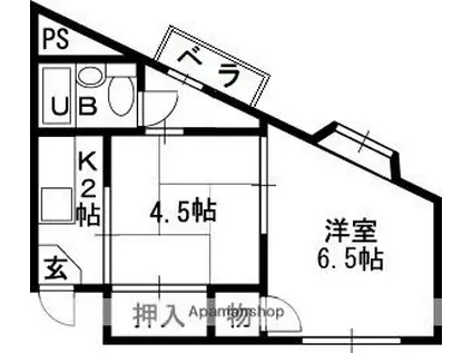 川本ビル(2K/3階)の間取り写真