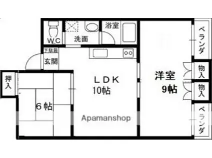 ラ・コートはびきの(2LDK/3階)の間取り写真