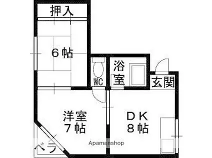 西嶋ファーストハウス(2DK/4階)の間取り写真