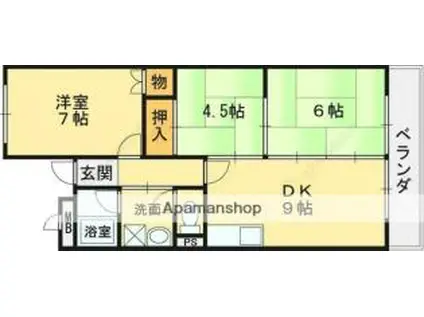 八尾 樋口マンション(3DK/3階)の間取り写真