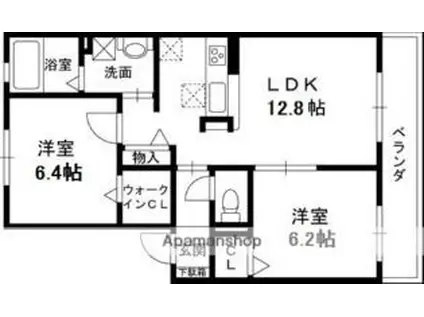 シャーメゾン鈴の宮(2LDK/2階)の間取り写真