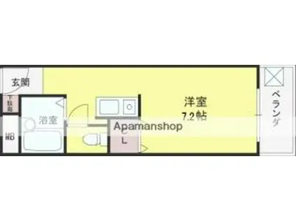 近鉄長野線 古市駅(大阪) 徒歩13分 5階建 築36年(ワンルーム/3階)の間取り写真