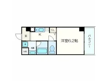 JR阪和線 堺市駅 徒歩1分 7階建 築18年(1K/4階)の間取り写真