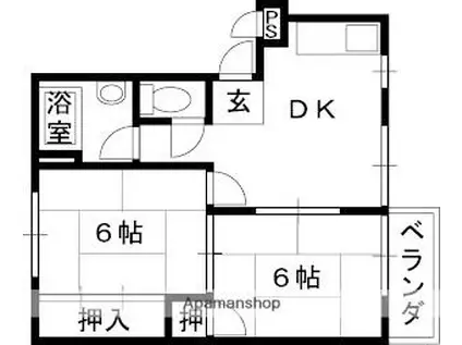 向井コーポ(2DK/4階)の間取り写真