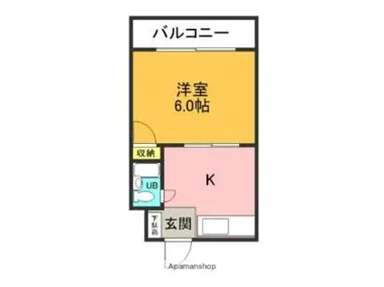 ロータリーマンション香里北之町(1K/4階)の間取り写真