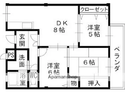 JR東海道・山陽本線 高槻駅 徒歩13分 3階建 築24年(3DK/3階)の間取り写真