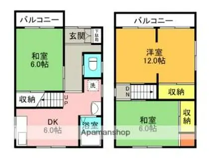 京阪本線 樟葉駅 徒歩27分 2階建 築45年(3DK)の間取り写真