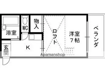 ローリエ土橋(1K/2階)の間取り写真