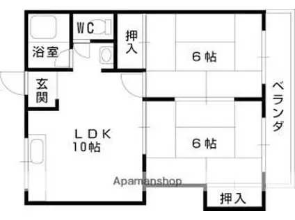 マンション佐和(2DK/1階)の間取り写真