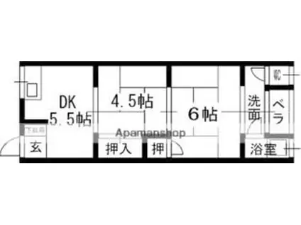 八幡荘(2K/2階)の間取り写真