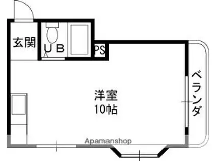 中島ハイツ(ワンルーム/2階)の間取り写真