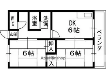 石津東マンション(2DK/2階)の間取り写真