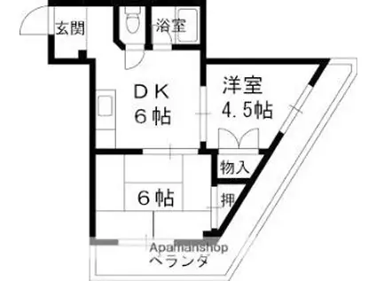 Mプラザ津田駅前弐番館(2DK/3階)の間取り写真