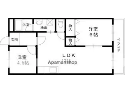 レオハイム木屋(2LDK/2階)の間取り写真