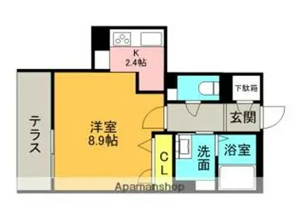 阪急京都本線 高槻市駅 徒歩3分 3階建 築6年(1K/2階)の間取り写真