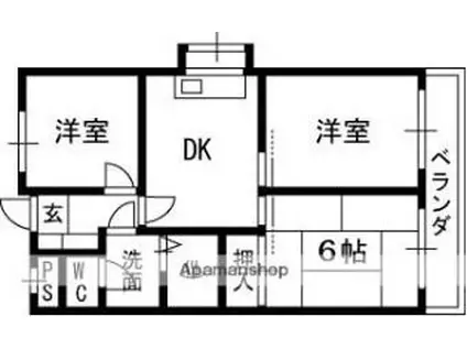 須賀町マンション(3DK/2階)の間取り写真