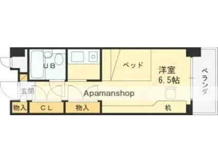 JR東海道・山陽本線 高槻駅 徒歩8分 6階建 築39年(1K/3階)の間取り写真