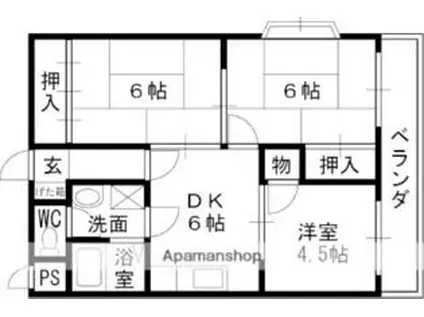 マンション都松(3DK/3階)の間取り写真